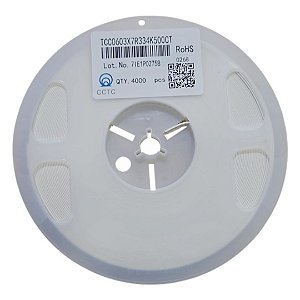 TCC0603X7R334K500CT Capacitor Cerâmico 330nF 50V 0603 10% - 4.000 Pçs