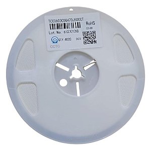 Capacitor SMD MLCC 0603 47pF 50V TCC0603C0G470J500CT - Rolo 4000 Peças