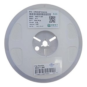 Rolo com 5.000 Peças Resistor SMD 39KΩ 0805 1/8W 1% CR0805F83902G