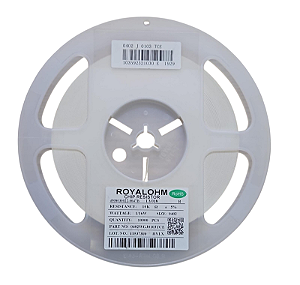 Rolo com 10.000 Resistor SMD 10KΩ 0402 1/16W 5% Código 0402WGJ0103TCE