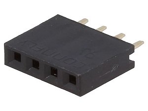 Barra Soquete Fêmea 1x4 Pinos PTH 2,54mm