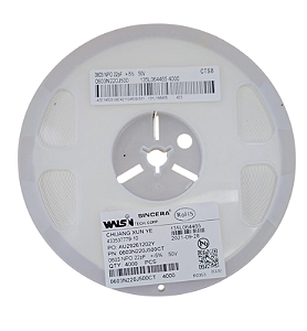 Rolo 4.000 Capacitores MLCC 22pF 50V C0G 0603 5% SMD - 0603N220J500CT