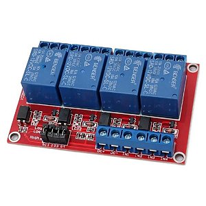 Módulo de Relés 12V 4 Canais Capacidade 10A Com Borne Parafusável