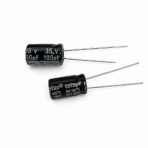 Capacitor Eletrolítico 100uF 35V Alta Temperatura 105°C 6x11