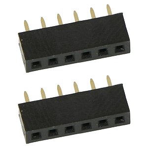 Barra Fêmea 6 Pinos 2,00mm 180 Graus DS1026-01-1x6S8BV