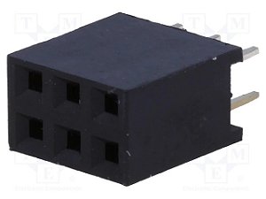 Barra Fêmea Dupla 2x3 6 Pinos Passo 2,54mm DS1023-2x3S21