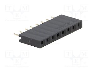 Barra Fêmea 8 Pinos 2,54mm Vertical DS1023-1x8S21