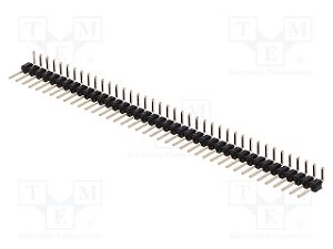 Barra de Pinos Macho 40 Vias 90 Graus Dourada 2,54mm para PCB