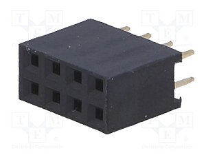 Barra de Pinos Fêmea 2x4 Vias Passo 2,54mm DS1023-2×4S21 para PCB