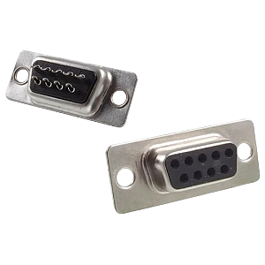 Plug Conector DB9 Fêmea 9P 180º para Soldagem em Cabo Preto