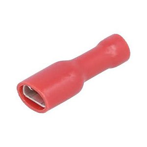 Terminal Elétrico Faston Fêmea Isolado 4.8mm Vermelho Bitola 0.25-1mm²