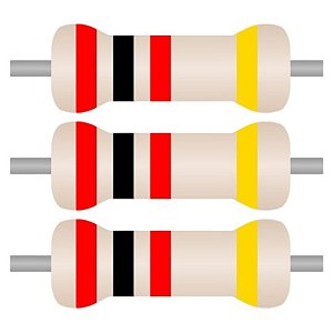 100x Resistor Axial 2K Ohms ±5% 0,25W (1/4W) CR25