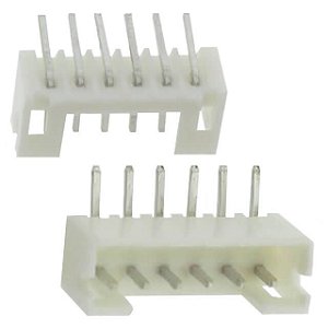 Conector Macho KK 6 Pinos 2,5mm 90° SMD Branco DS1069-6M