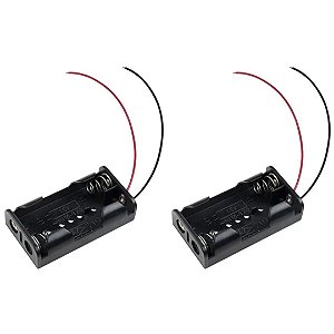 Suporte Preto para 2 Pilhas AA - Modelo Tipo Canoa