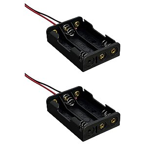 Suporte para 3 Pilhas AA - Modelo Canoa na Cor Preta