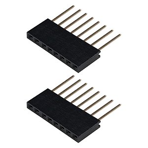 Barra de Pinos Fêmea MCI 1x8 8 Pinos Passo 2,54mm 180° Empilhável
