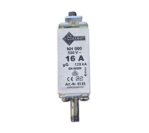 Fusível NH000 16A 500V gG Retardado Alta Capacidade 120kA EBAMAT