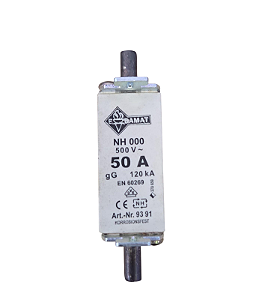 Fusível NH000 gG 50A 500VAC 120kA Ação Retardada EBAMAT