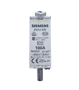 Fusível 3NA3830 Siemens 100A NH000 gL/gG 500V 120kA