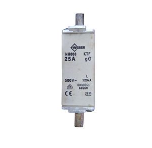 Fusível Weber NH 000 KTF/gG 25A 500V Alta Capacidade 120kA