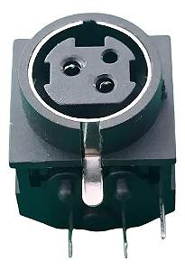 Conector Mini DIN Fêmea 3 Pinos 90 Graus Commtek CTK1-288A-3B