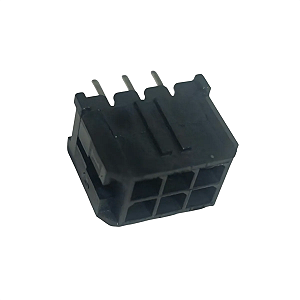 Conector Header Micro Fit 6P (2x3) Macho Reto 3mm Preto BR3030WVF-6P