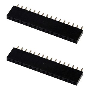 Barra de Pinos MCI Fêmea 16 Vias 1 Linha Passo 2,54mm Vertical 180°