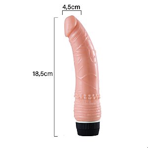 Pênis realístico em silicone com vibração de multivelocidade (19x4,3cm)