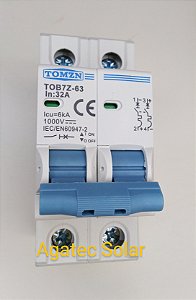 Disjuntor 1000v Corrente Contínua 2 Polos Tomzn