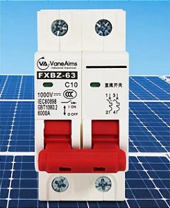 Disjuntor Corrente Contínua 2 polos 1000 volts Vane Aims