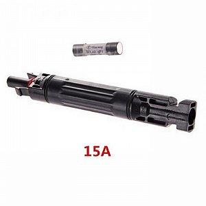 Conector Solar MC4 com fusível 15 amperes 1000vcc Sun Light