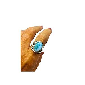 Anel Oval Larimar