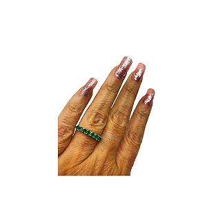 Anel Meia Aliança Esmeralda