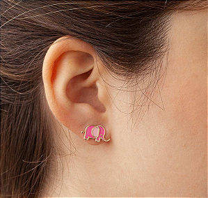 BRINCO ELEFANTE BANHADO A OURO 18K COM APLICAÇÃO DE RESINA 526492