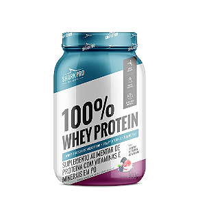 100% WHEY PROTEIN SHARK PRO POTE 900G SABOR IOGURTE DE FRUTAS VERMELHAS