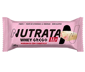 WHEY GREGO BAR NUTRATA 40G SABOR MORANGO COM CHANTILLY