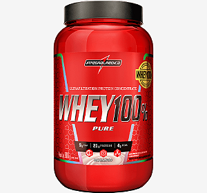 WHEY 100% PURE CONCENTRATE INTEGRALMÉDICA POTE 907G SABOR MORANGO