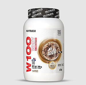 W100 WHEY NUTRATA POTE 900G SABOR CHOCOLATE COM COCO