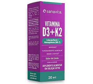 VITAMINA D3 + K2 SANAVITA 20ML SABOR LIMAO