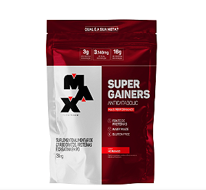 SUPER GAINERS MAX TITANIUM REFIL 3KG SABOR MORANGO