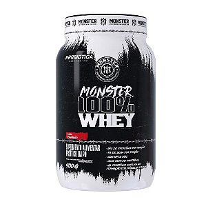 MONSTER 100% WHEY PROBIOTICA POTE 900G SABOR MORANGO