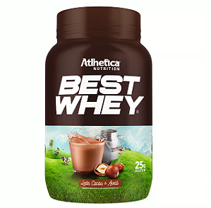 BEST WHEY ATLHETICA POTE 900G SABOR LEITE CACAU & AVELA