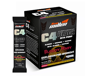C4 BLACK BETA PUMP NEW MILLEN CAIXA COM 22SACHES DE 10G SABOR STICK BLOODY MARY