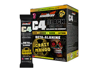 C4 BLACK BETA PUMP NEW MILLEN CAIXA COM 22DOSES DE 10G SABOR CRAZY MANGO