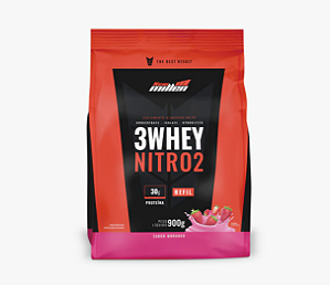 3 WHEY NITRO NEW MILLEN REFIL 900G SABOR MORANGO