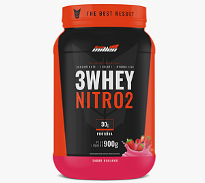 3 WHEY NITRO NEW MILLEN POTE 900G SABOR MORANGO