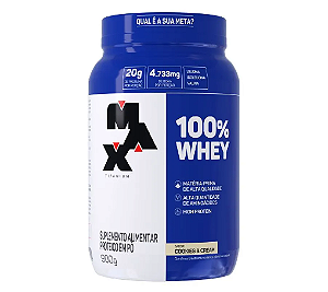 100% WHEY MAX TITANIUM POTE 900G SABOR COOKIES & CREAM