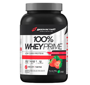 100% WHEY PRIME BODYACTION POTE 900G SABOR MORANGO