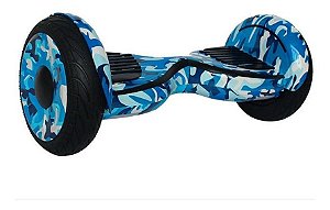 Hoverboard Skate Elétrico Smart Balance Wheel 10 Polegadas Bluetooth Azul Camuflado