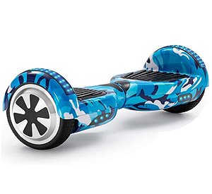 Hoverboard Skate Elétrico Smart Balance Wheel 6,5 Polegadas com Bluetooth - Azul Camuflado